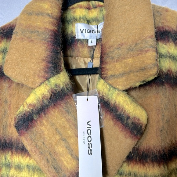 Vigoss Tan Brown Yellow Heavy Peacoat Size Large New with Pockets - Picture 2 of 7